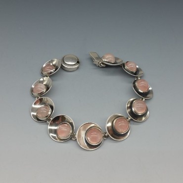 Vintage Ne From silver rose quartz bracelet